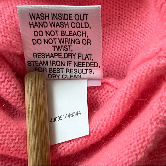 Pink 100% Cashmere Sweater Large Soft Pullover Easter New Tags Spring Luxe Neon - Picture 10 of 11